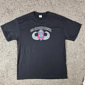82D Airborne Division Tshirt Port & Company L Black